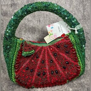 Handcrafted in India Watermelon Beaded Bag Bead Seeds Tik Tok Viral NWT
